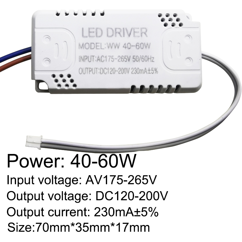 Controlador LED 230mA 8-24w 24-40w 40-60w 60-80w 80-120w 100-150w Controlador de corriente constante LED Fuente de alimentación Transformador LED