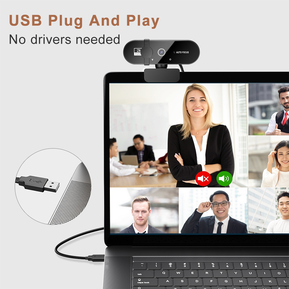 1080P Full HD-webcam met ingebouwde microfoon - USB-autofocuscamera voor pc-laptop Ideaal voor video-opnameconferenties