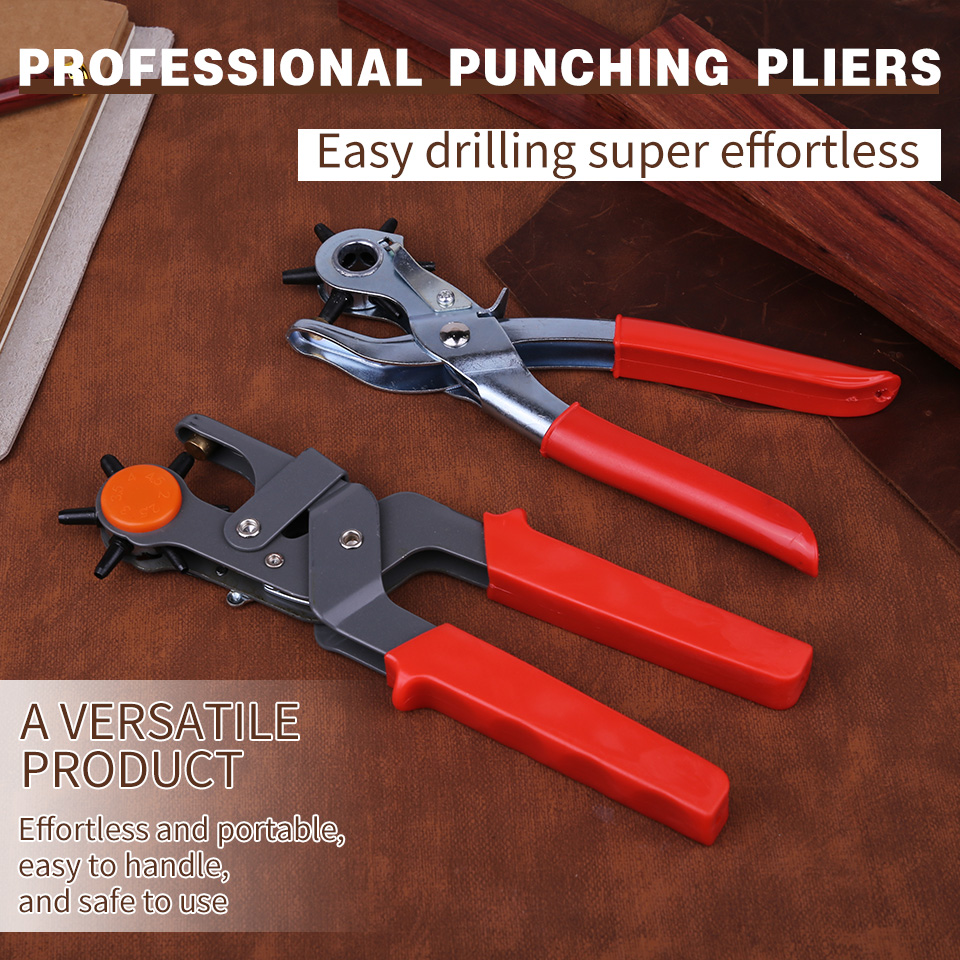 LMDZ Multi-Function Punch Pliers Round /Oval Hole Punching Pliers Leather Belt Hole Eyelet Puncher Revolve Sewing Machine