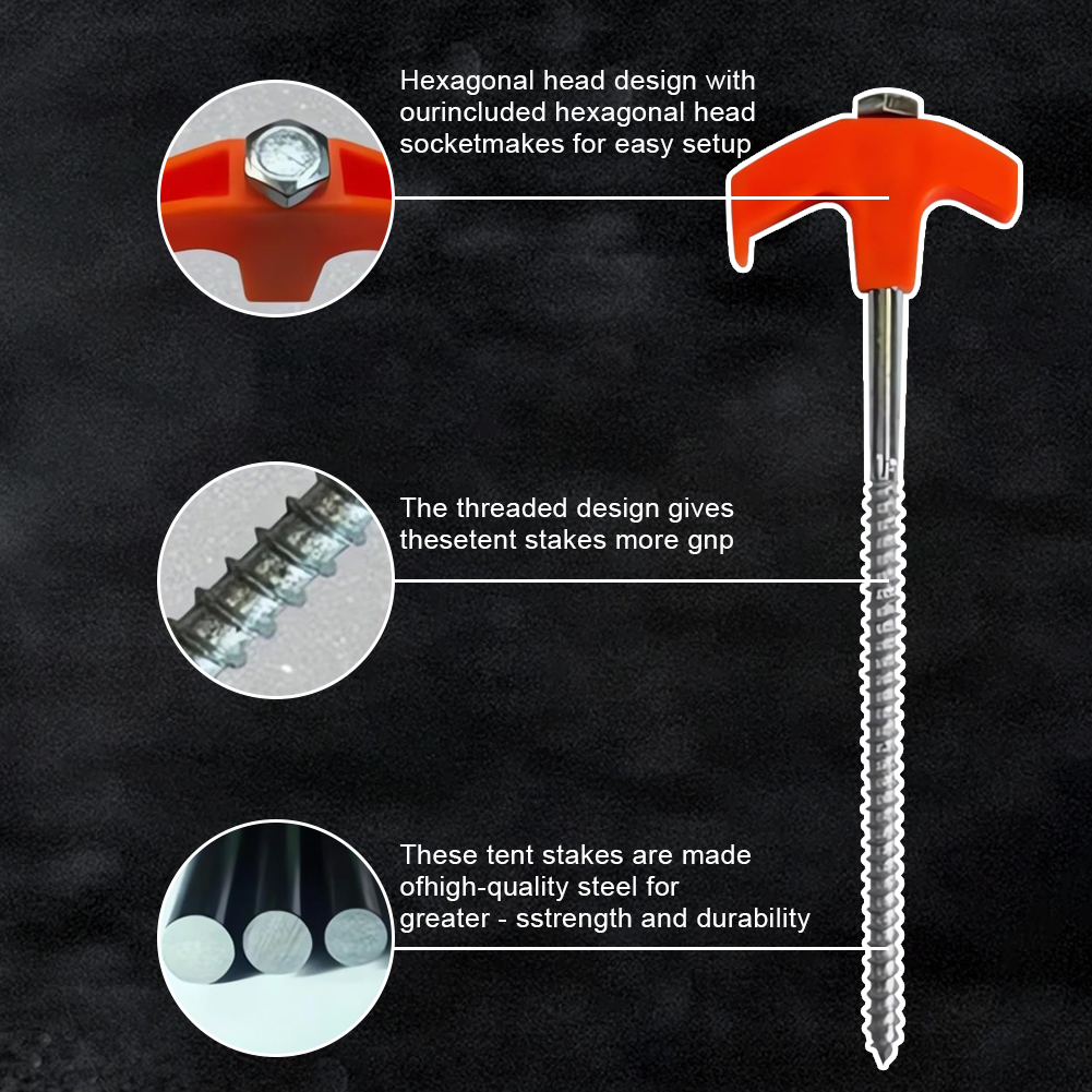 4-20 buah sekrup-in tenda pasak tanah jangkar heksagonal kepala plastik Spiral sekrup pasak Kemah alat paku tanah pasak tenda berkemah