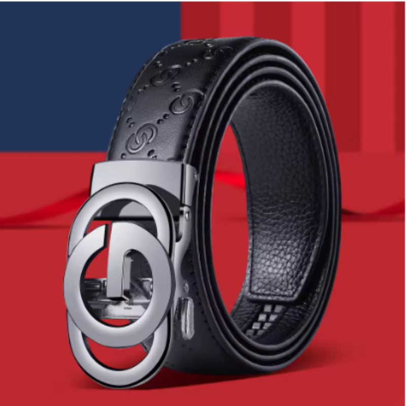 Cinto de couro PU masculino com fivela de metal, marca de luxo, calça jeans de alta qualidade, macia, na moda
