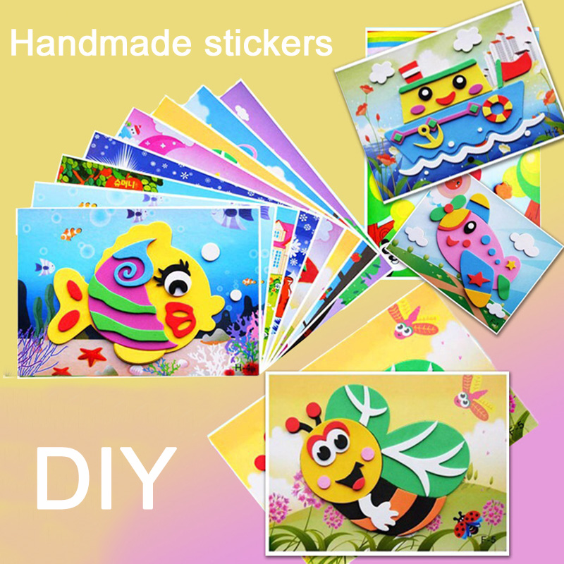 5/10 pçs 3d eva espuma adesivo brinquedos diy dos desenhos animados animal quebra-cabeça para crianças multi-padrões estilos brinquedo para crianças presente tmz