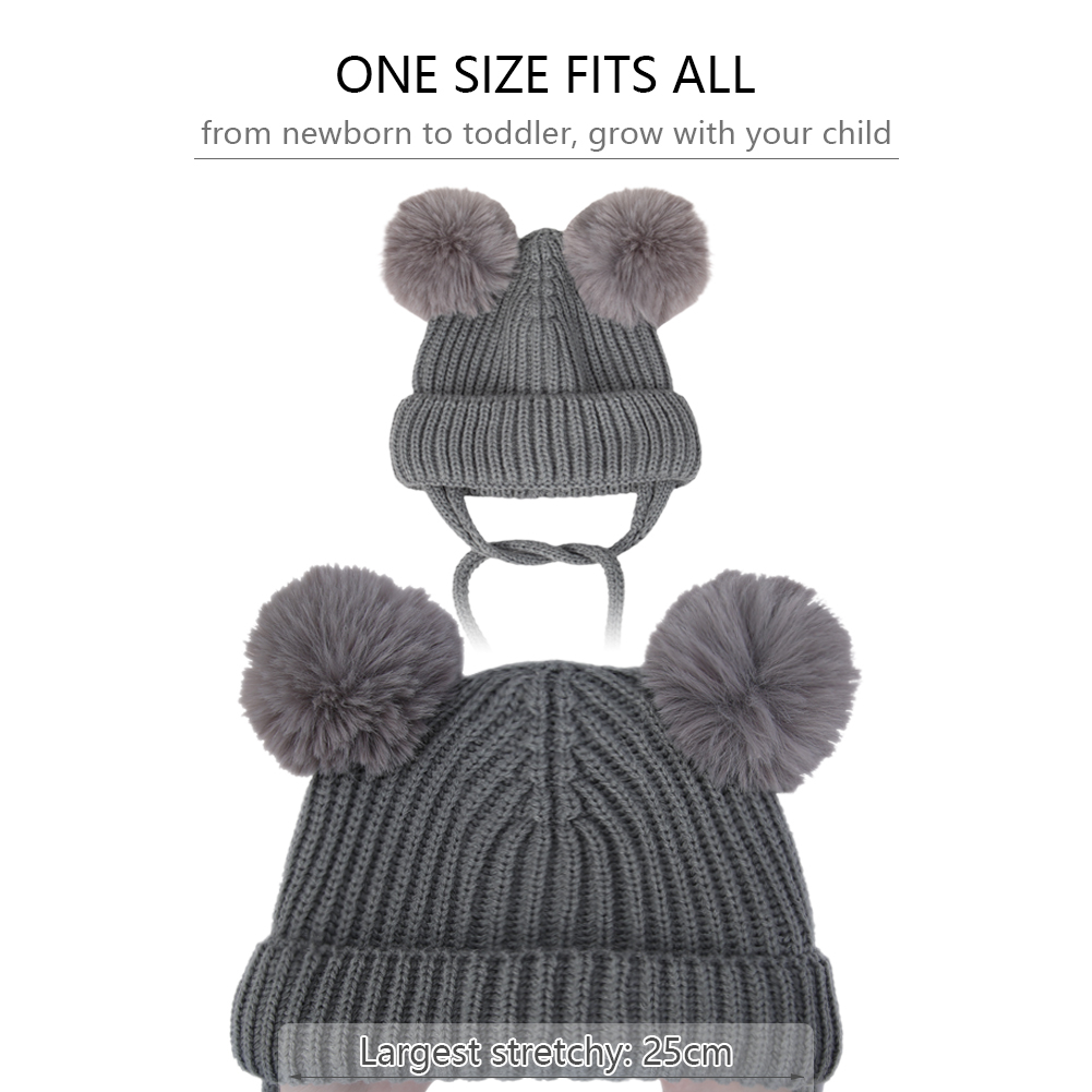Gorros de invierno con pompón para bebé, gorros bonitos, gorros con protección para los oídos de oso, diademas tejidas para niños y niñas, gorros cálidos de ganchillo para chico