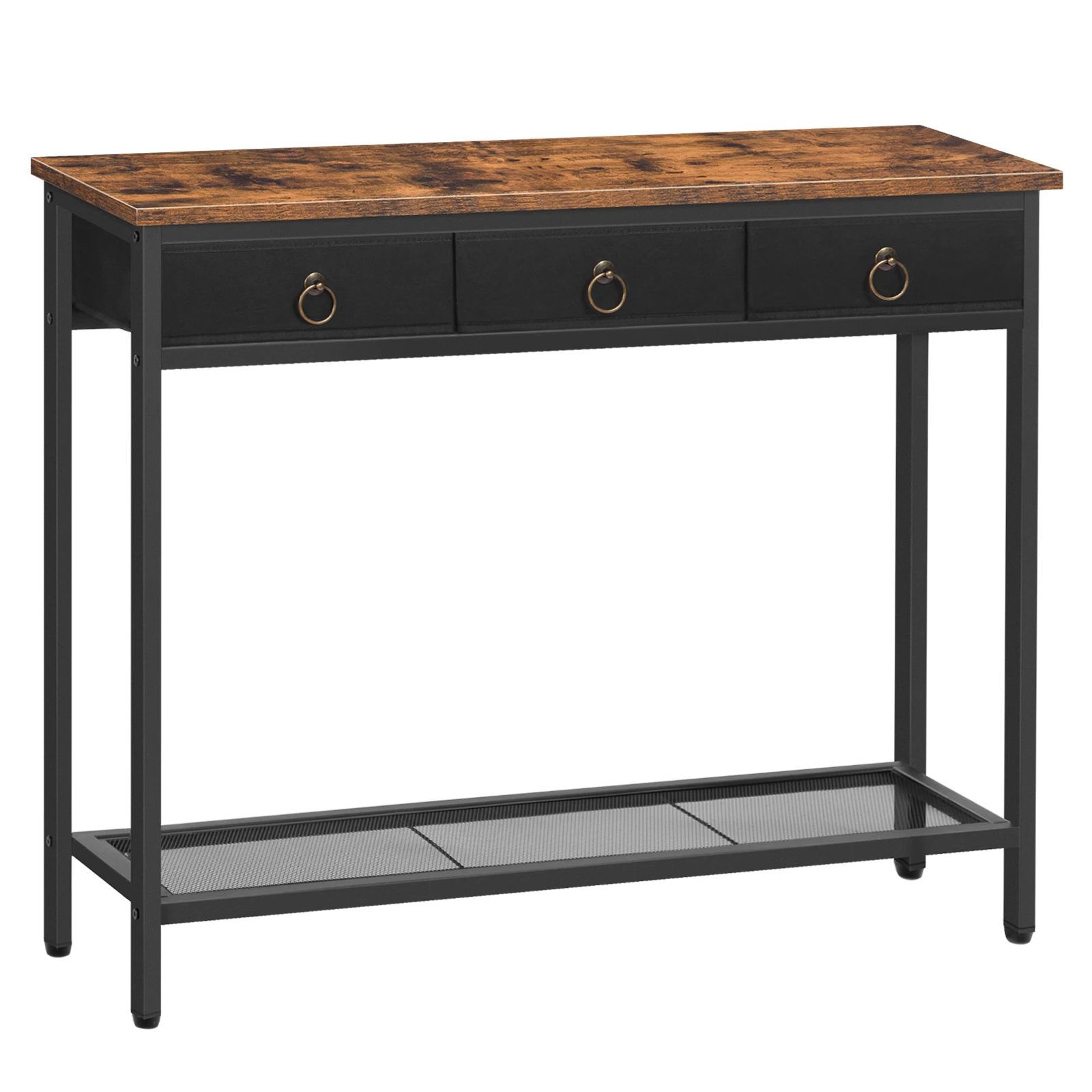 Table console de salle de bain OBRO, table d'entrée étroite avec 2 étagères de proximité, table de canapé d'entrée pour salon, étagère de couloir