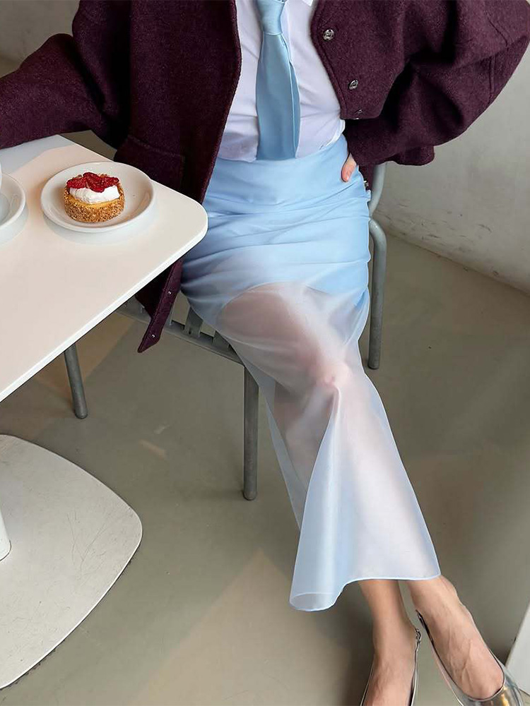 Trendix シースルーメッシュパッチワークスカート女性のファッションハイウエストカジュアル通勤ストリート 2025 休暇パーティーエレガントなスカート