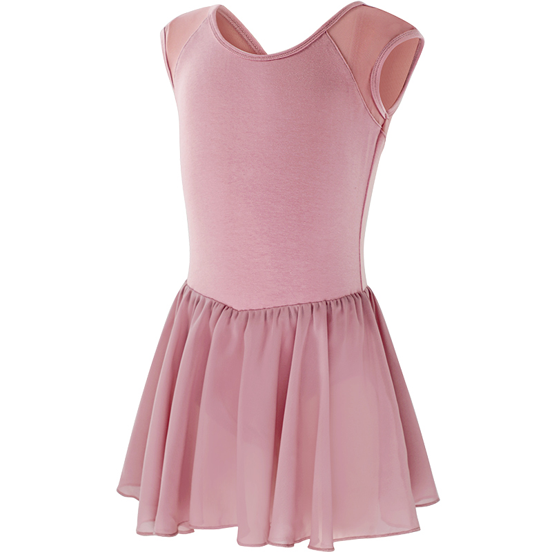 Vestido de balé feminino sem mangas, vestido collant de dança de algodão, vestido de dança para meninas, crianças, collant de balé com saia de chiffon