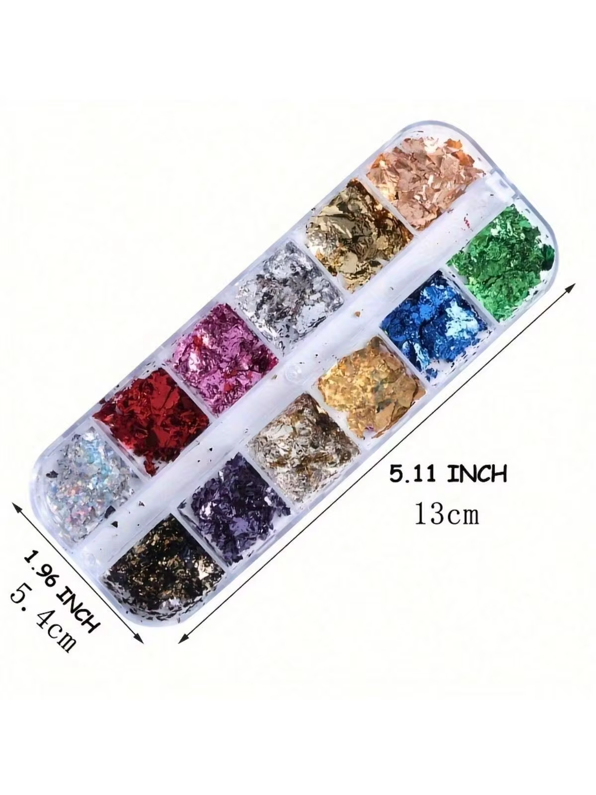 12 色の箔ゴージャスなネイルグリッターアルミフレークチップネイルデザイン光沢のある Kismis ネイルアートデコレーション、1 ボックス