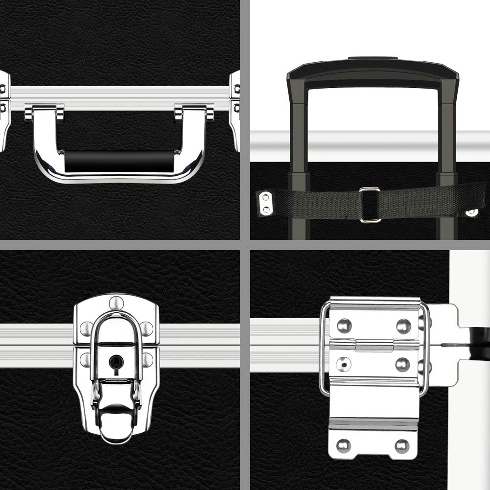 Makeup Rolling Train Case 4-in-1 Professional Artist Trolley Cosmetic Organizer with 2 Wheels Durable Aluminum Frame