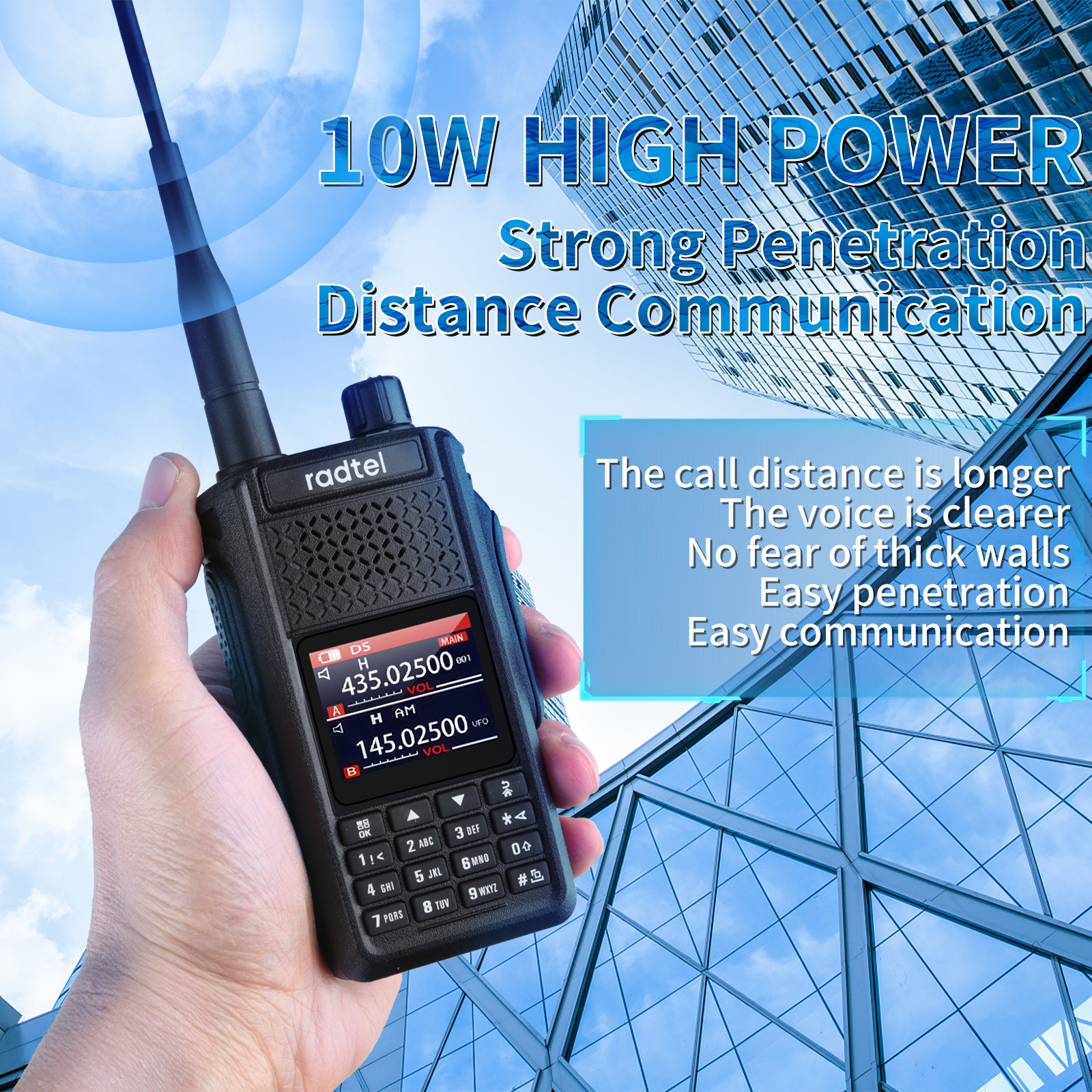 Radtel RT-630 Bandas completas à prova d'água Rádio amador, Walkie Talkie de banda aérea de aviação, frequência de cópia sem fio, 10W, IP67, USB