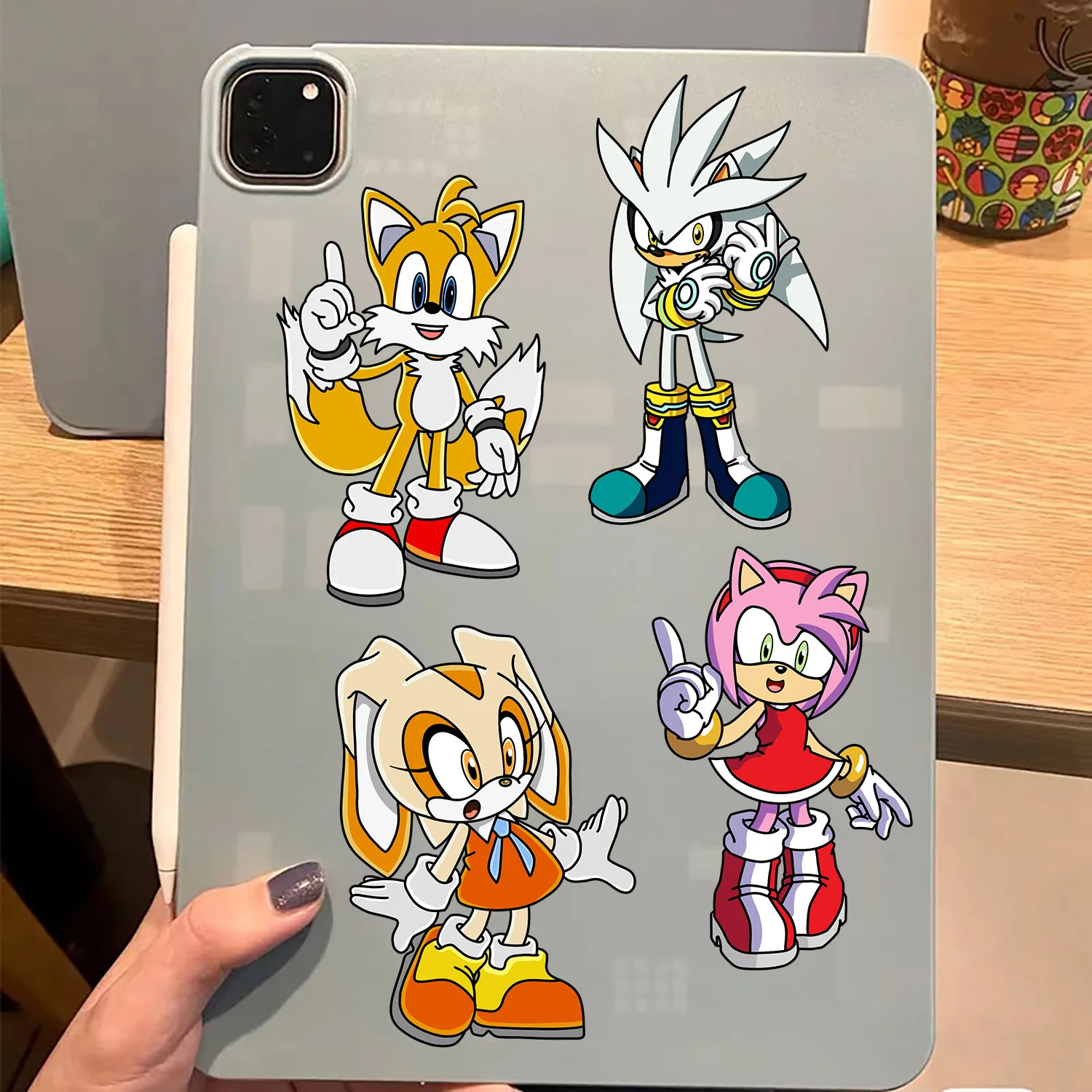 8 folhas anime sonic o ouriço quebra-cabeça adesivos kawaii fazer um rosto livro adesivos bonito dos desenhos animados diy engraçado adesivo brinquedo crianças presente