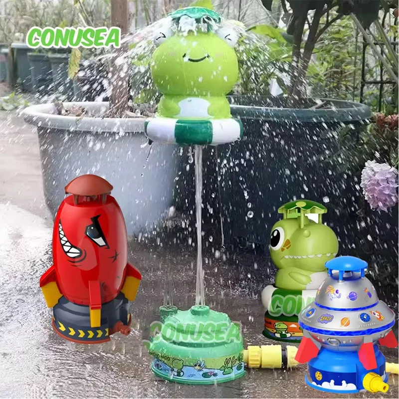Outdoor Wasser Spielzeug Baby Bad Spielzeug Cartoon Frosch Dinosaurier Sprinkler Rotierenden Spray Garten Hof Spaß Spiele Spielzeug für Kinder jungen mädchen