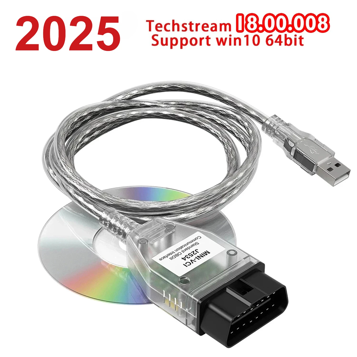 MINI VCI Para TOYOTA TIS Techstream V18.00.008 Para FTDI FT232RL Chip J2534 OBD2 Cabo de diagnóstico de carro até 2023 de fevereiro