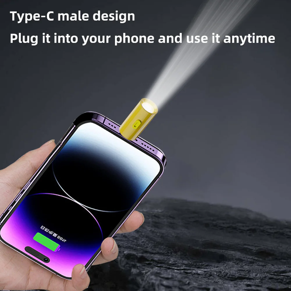USB C LED Multifunctional Strong Light Pocket Keychain Flashlight Outdoor Hiking Camping Mini Flashlight Small Torch light