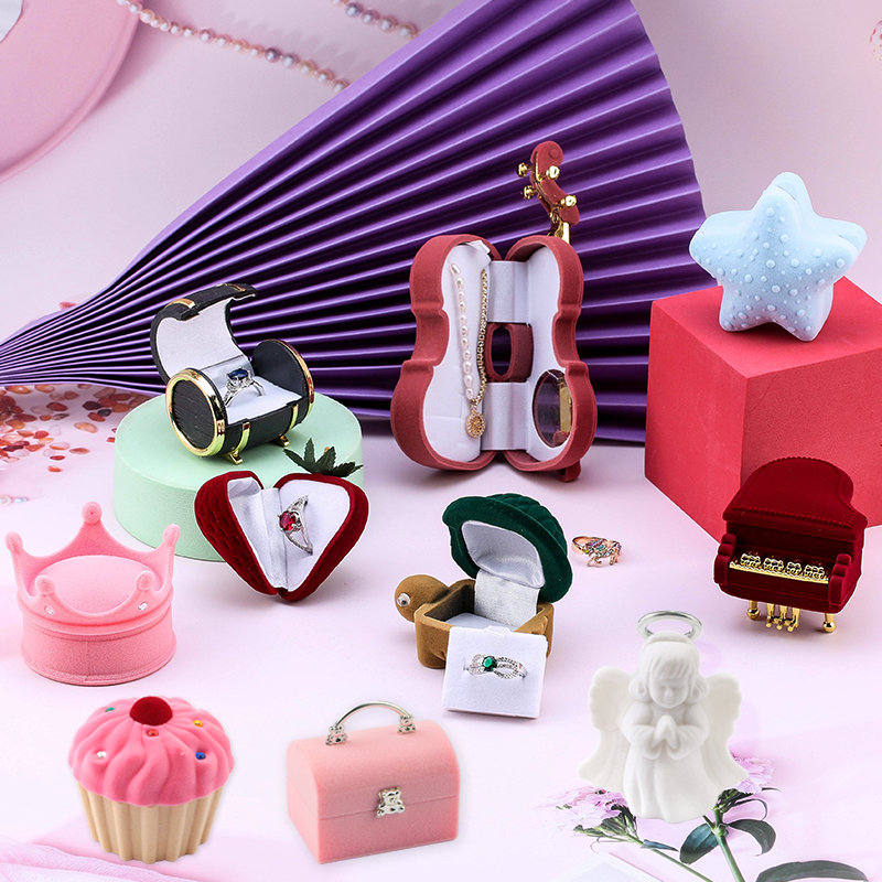 Boîte à bijoux en velours une pièce, boîte-cadeau, conteneur, boîte à bagues de mariage, étui à bagues, porte-boucles d'oreilles pour affichage de bijoux et emballage de bijoux
