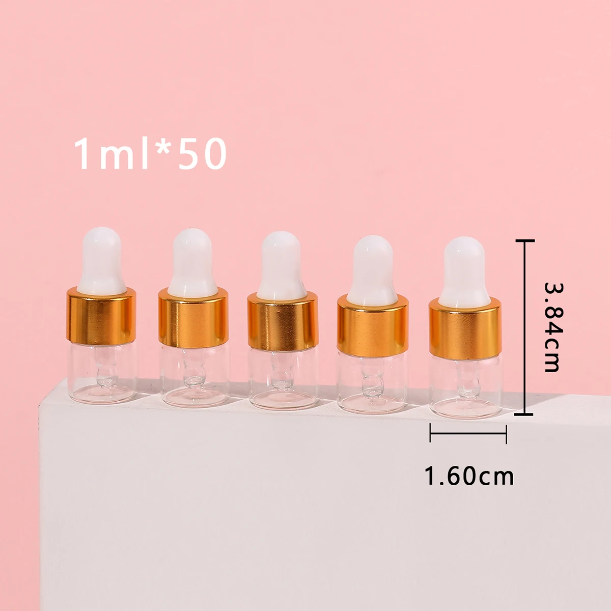 50pcs 1ml 명확한 미니 유리 Dropper 병 에센셜 오일 샘플 여행을위한 유리 눈 Dropper와 작은