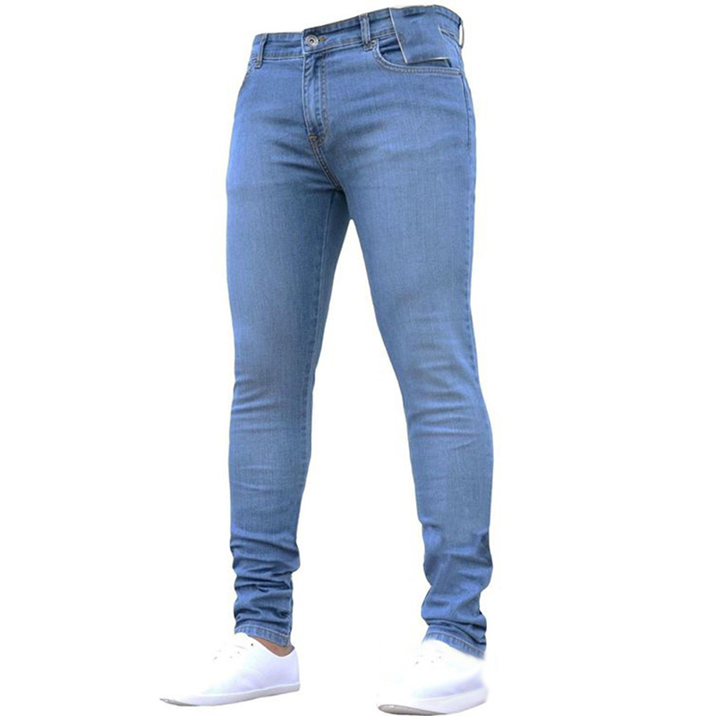 Pantalones vaqueros elásticos ajustados para hombre, ropa de calle, pantalones casuales clásicos, pantalones vaqueros ajustados con cremallera, ropa de diseñador en negro y azul