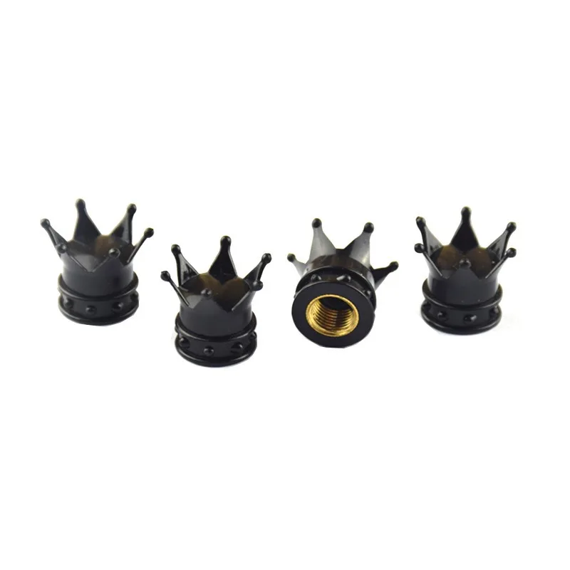 4PCS Car Tire Modification Jewelry Crown Air Nozzle Cover Plastic Electroplated Copper Core Crown Valve Cap Bicycle Accessories