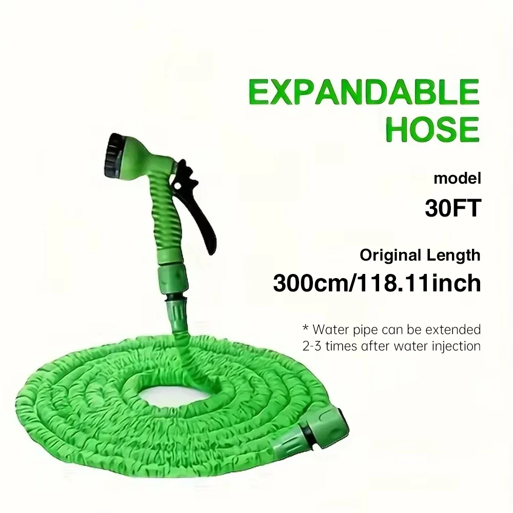 1 pieza de manguera mágica de 30 pies, manguera extensible, riego de alta presión, manguera de lavado de coches multifuncional, manguera de jardín retráctil