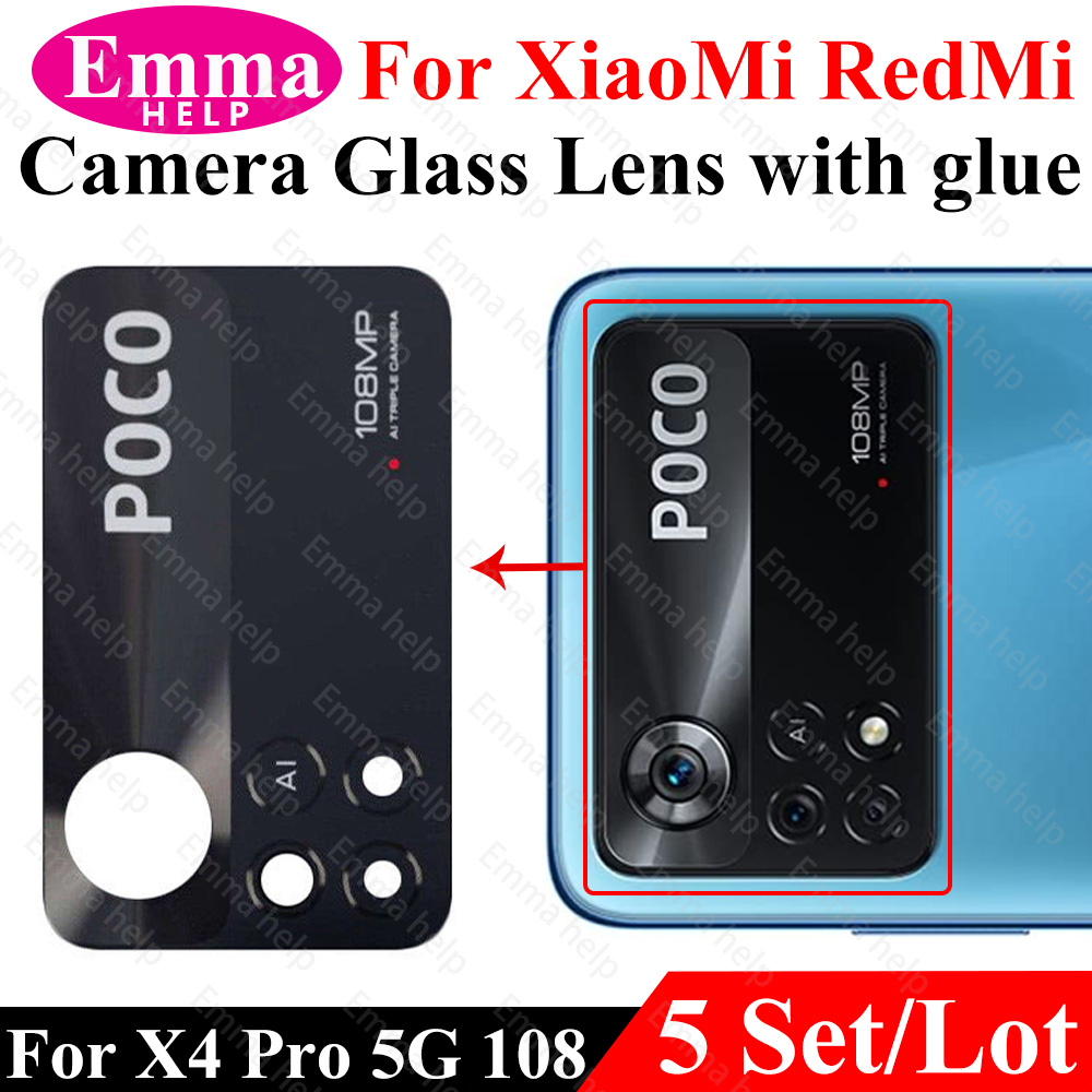 5pcs Camera Lens Glass for Xiaomi Poco M4 Pro X4 Pro Rear Back F4 GT F3 X3 GT X3 Pro NFC M3 Pro Rear Back Camera Lens With Glue