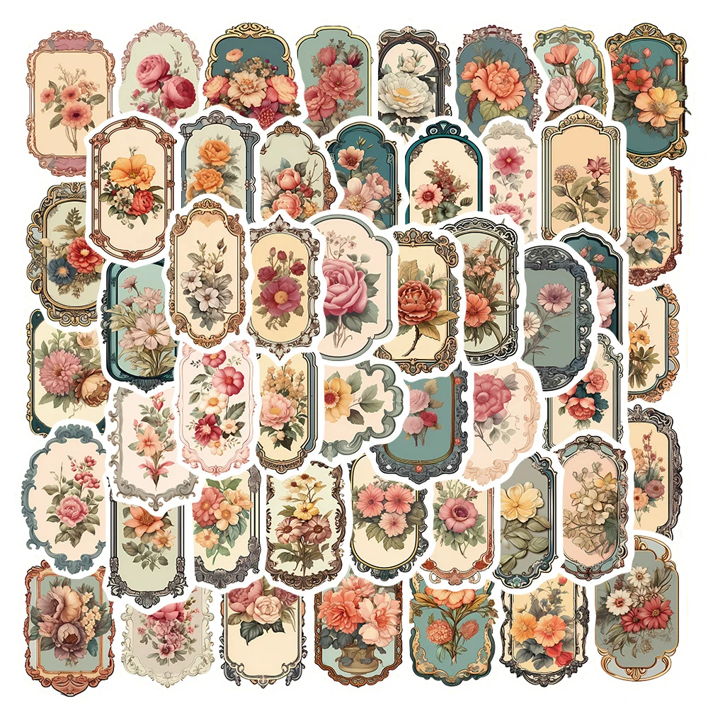 10/30/50pcs Vintage Fiore Specchio Graffti Stickes Retro Decalcomanie FAI DA TE Laptop Telefono Notebook Diario Decorazione Adesivo per I Bambini giocattoli