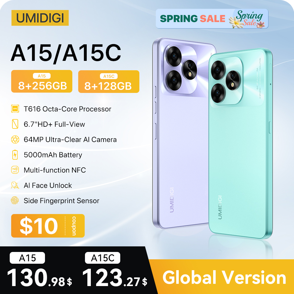 UMIDIGI-teléfono inteligente A15 A15C, Smartphone con NFC, Android 13, pantalla FHD de 6,7 pulgadas, 8GB, 256GB, 128G, cámara de 64MP, 5000mAh