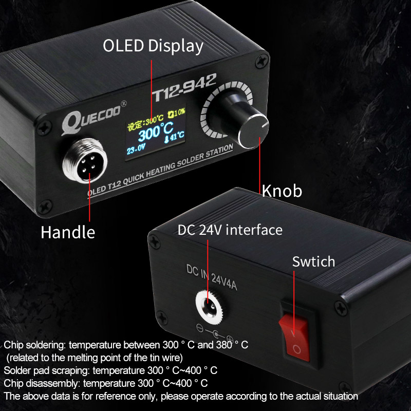 T12-942 OLED MINI Lötstation Digitaler elektronischer Schweißkolben DC-Version Tragbar ohne Stromversorgung QUICKO