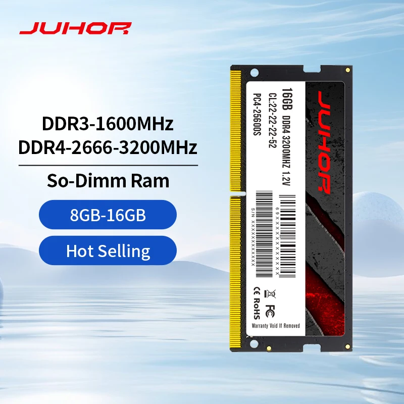 JUHOR Memoria Ram DDR4 8GB 16GB 2666mhz 3200mhz DDR3 8GB 1600mhz Sodimm Notebook High Performance Memória Portátil