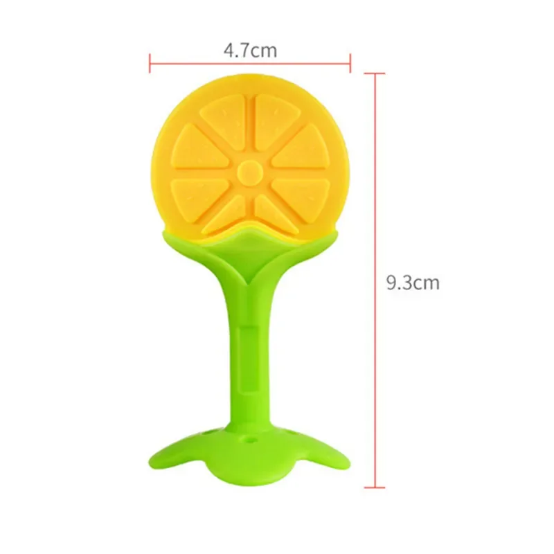 Mordedor para masticar para bebé con forma de frutas, juguetes seguros sin BPA, silicona para dentición, cuidado Dental, fortalecimiento del entrenamiento dental para bebés