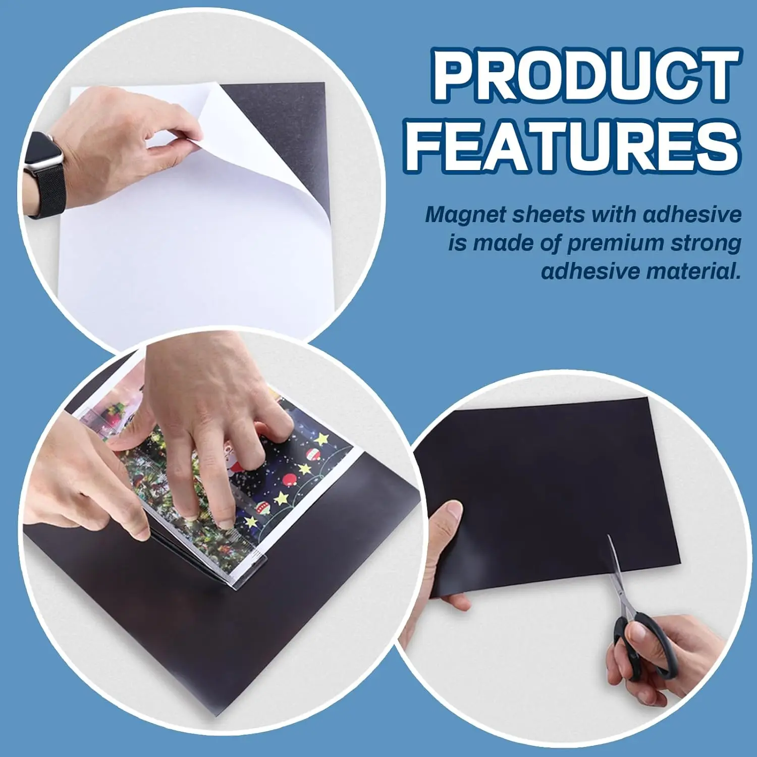 A4 10 Pack 8.3"x11.7" Picture Size, Magnetic Sheets with Adhesive Backing, Photo Magnets for Refrigerator, Sticky Magnet Sheet