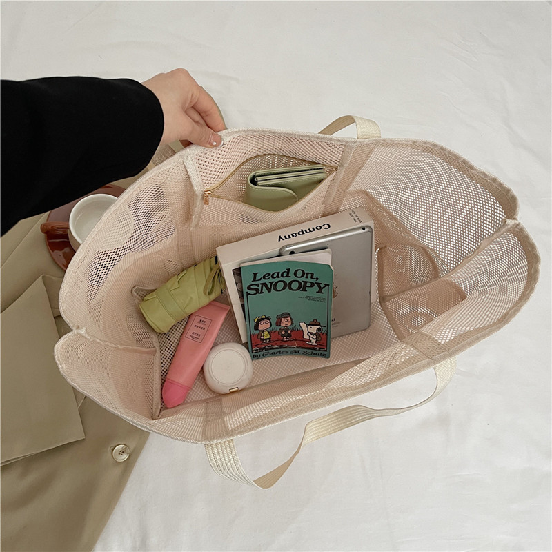 Multipocket Sommer Große Strandtasche Für Handtücher Mesh Langlebige Strandtasche Für Spielzeug Wasserdichte Unterwäsche Tasche Strand Einkaufstasche