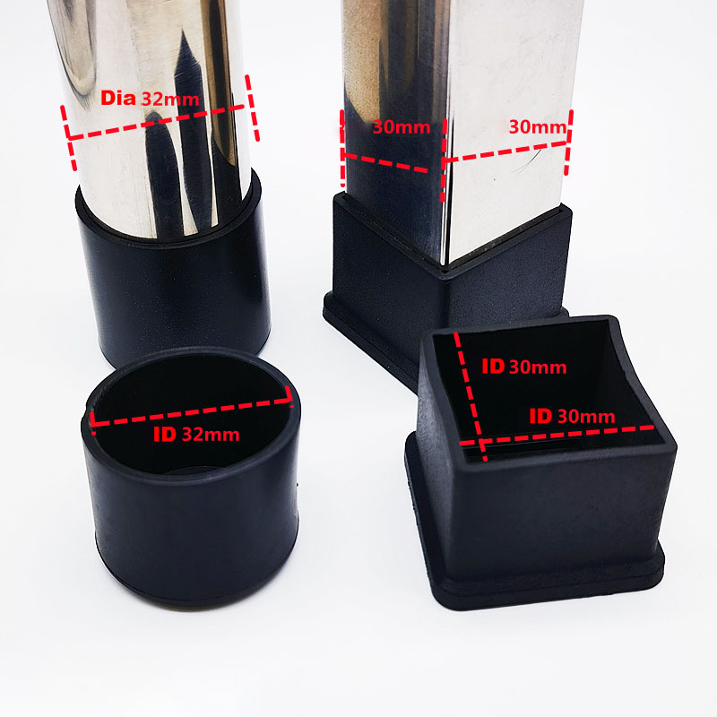 4pcs 6/8/10/12/14/16/19/20-120mm Round Black PVC Soft Rubber Pipe Sleeve Tube Cap Table Chair Foot Non-slip Pad Protective Cover