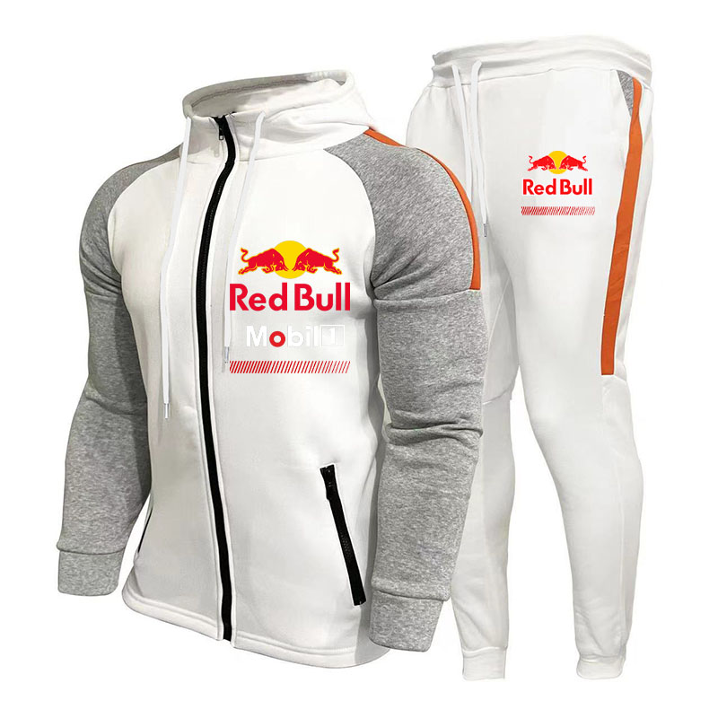 Red Bull Men's Racing Suit Outdoor Quick-Drying Comfortable Oversized Hooded Jacket Fitness Sweatpants Two-Piece Training Set