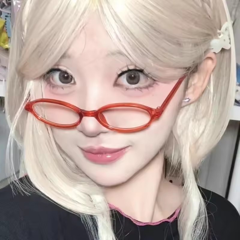 여성용 레트로 타원형 안경, Y2KGirls 레드 그린 프레임, 유리 안경 장식 컴퓨터 안경, 1/3/5 PC