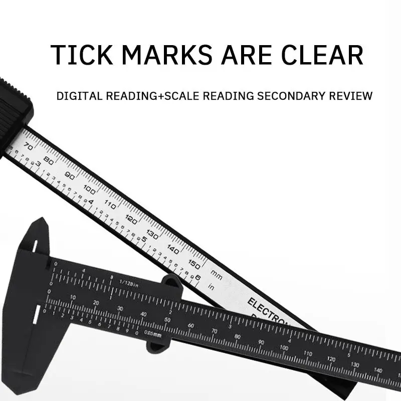 Calibrador Vernier de plástico con pantalla Digital, Mini calibrador de juego de texto, regla Vernier para estudiantes de 0 a 150mm, herramienta de medición, 1 ud.