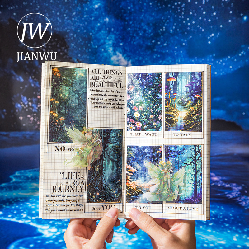 JIANWU 45mm*200cm Magical Corridor Series Vintage Forest Landscape Material Collage Washi Tape Creative DIY Journal Stationery