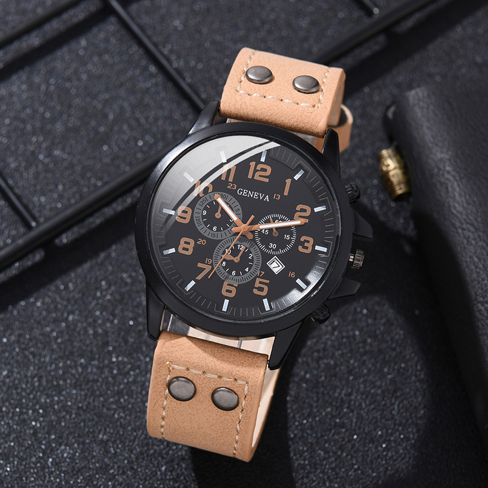 Reloj de marca de lujo para Hombre, relojes deportivos de cuero, Reloj de pulsera de cuarzo militar para Hombre, Reloj Masculino, Reloj para Hombre