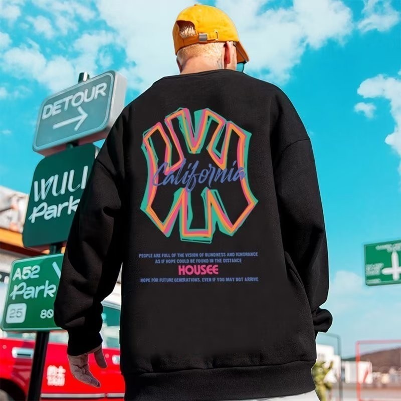 Style américain Style Baseball marque à la mode imprimé Cool Guy tenue hommes sweats haute rue pull décontracté