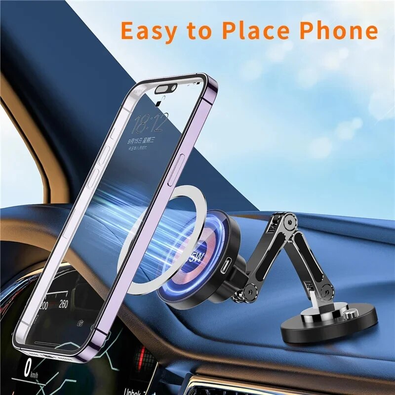 Magnetische Auto Drahtlose Ladegerät Stehen Magnet Auto Halterung Schnelle Ladestation Telefon Halter Halterung Für Macsfae iPhone 15 14 13 12