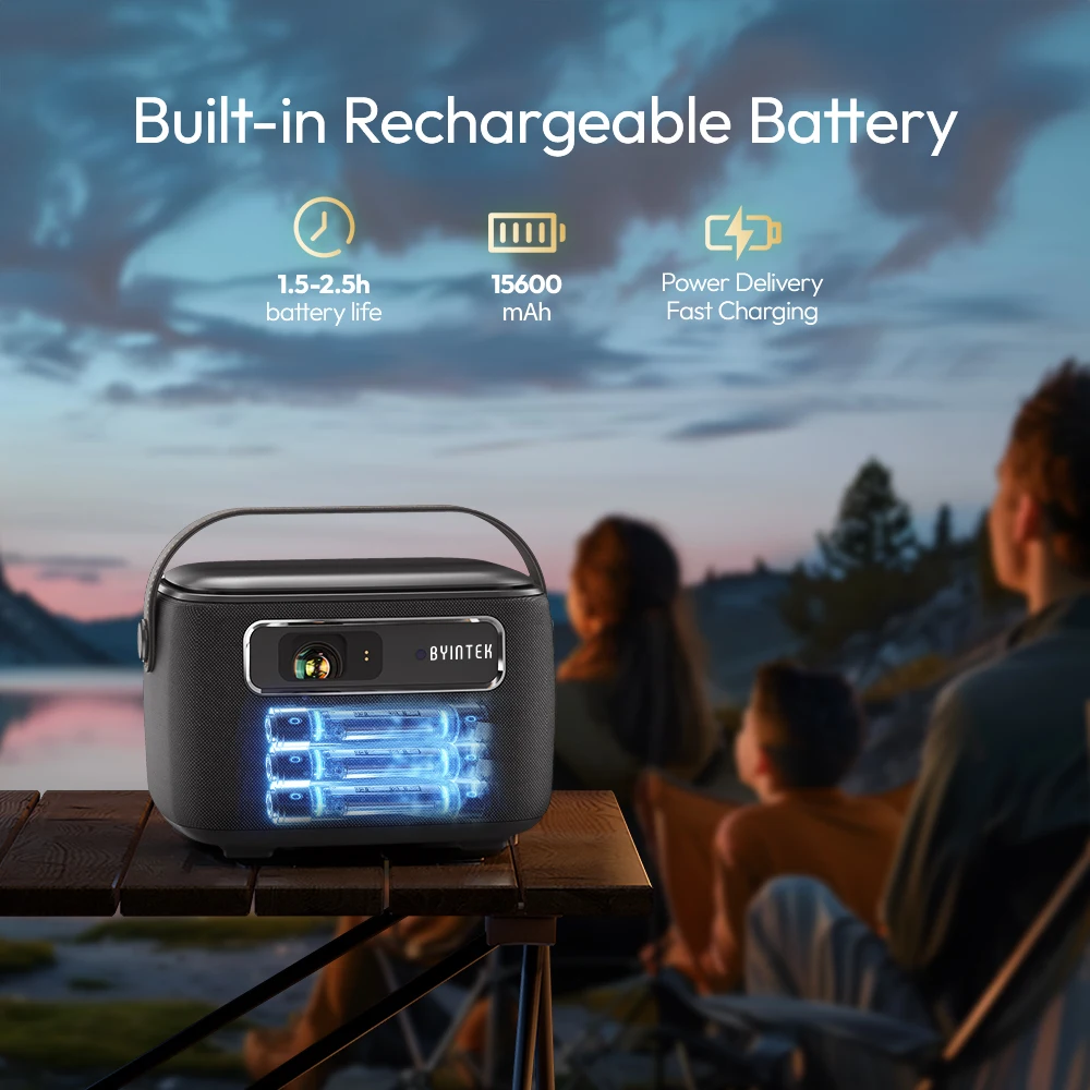 BYINTEK R20 Max Mini Projector 4K DLP Smart WiFi Android 11.0 LED 1080P Outdoor Home Theater Projectors With 15600mAh Battery