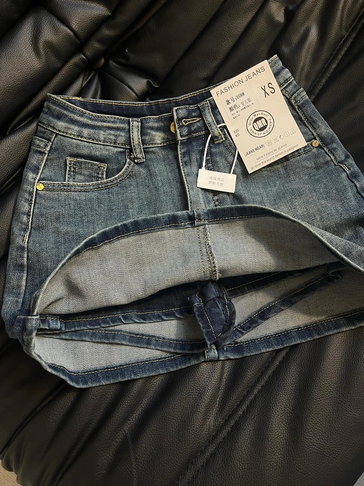 Falda vaquera azul acampanada Y2k para mujer, pantalones cortos vaqueros, faldas Harajuku de los años 90, minifalda vaquera Vintage, ropa de moda de los años 2000, verano 2024
