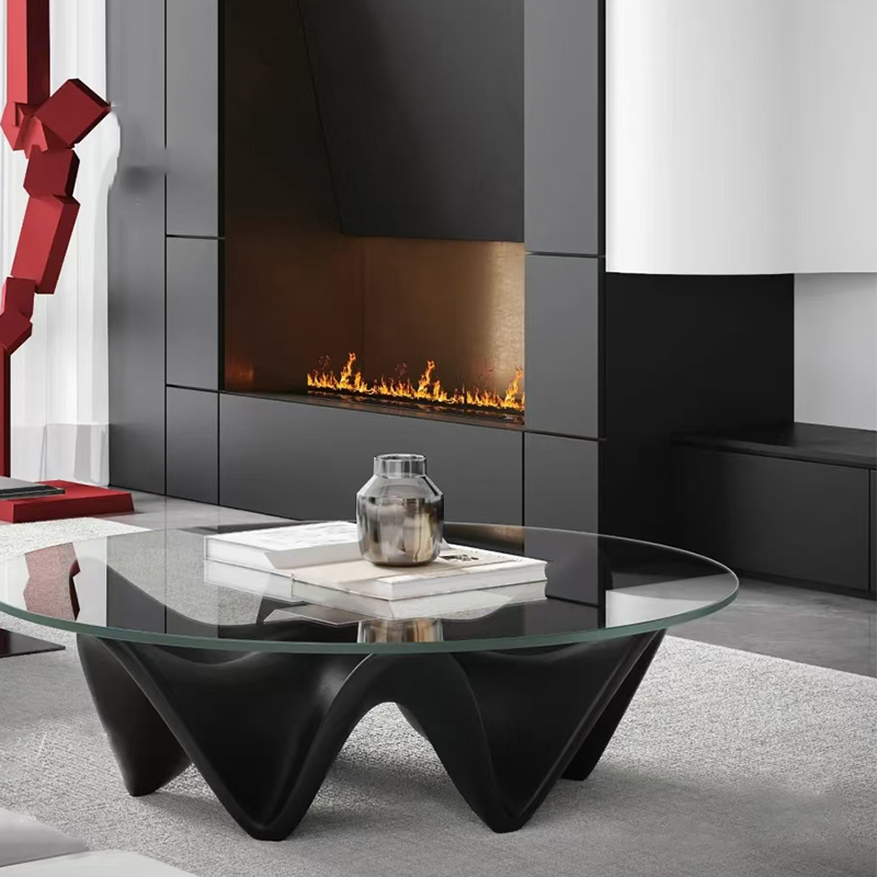 Moderner kleiner Couchtisch aus Glas, Lounge-Center, luxuriöser Wohnzimmer-Couchtisch, rund, sitzend, nordisch, Stolik Kawowy-Möbel