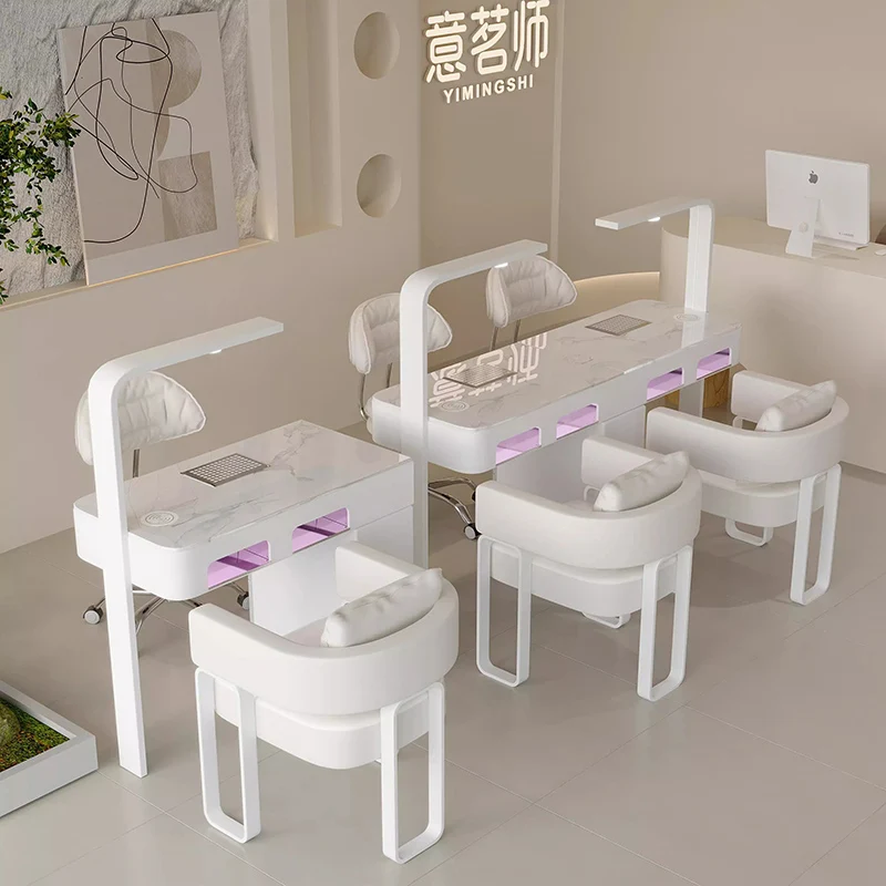 Branco fácil limpo mesa de unhas maquiagem alta qualidade minimalista mesa manicure mão luz luxo nagel tisch móveis salão beleza