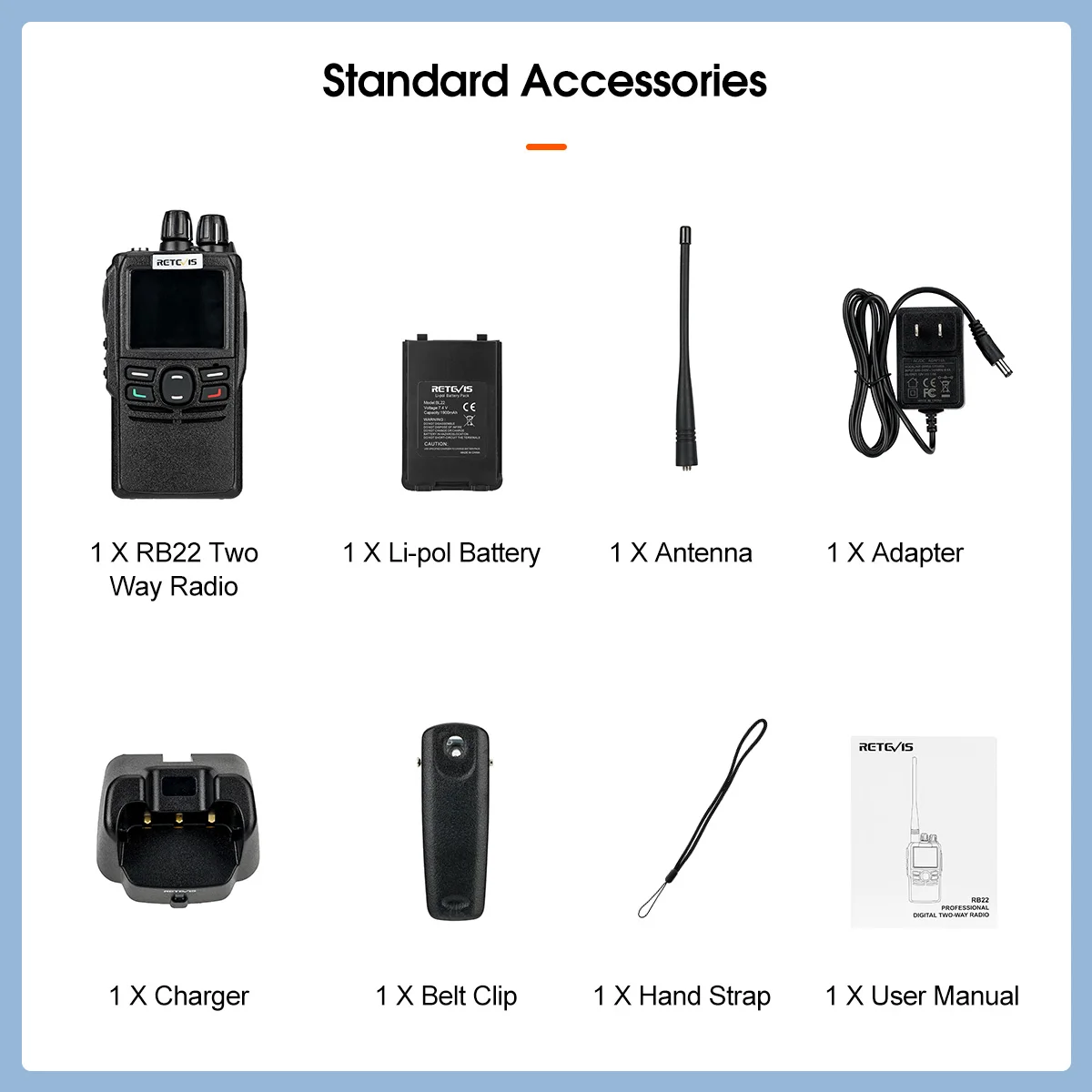 Retevis RB22 DMR Digital Walkie Talkie 5W Long Range Ham Zwei-Wege-Radio mit analoger SMS 4000CH