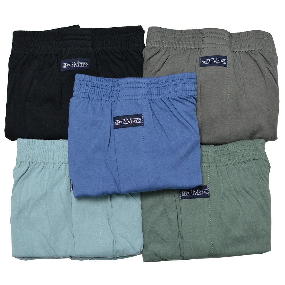 5 unidades/pacote 100% algodão masculino sólido calças de pijama casual cintura elástica shorts de dormir 3d virilha bottoms respirável pijama hombre