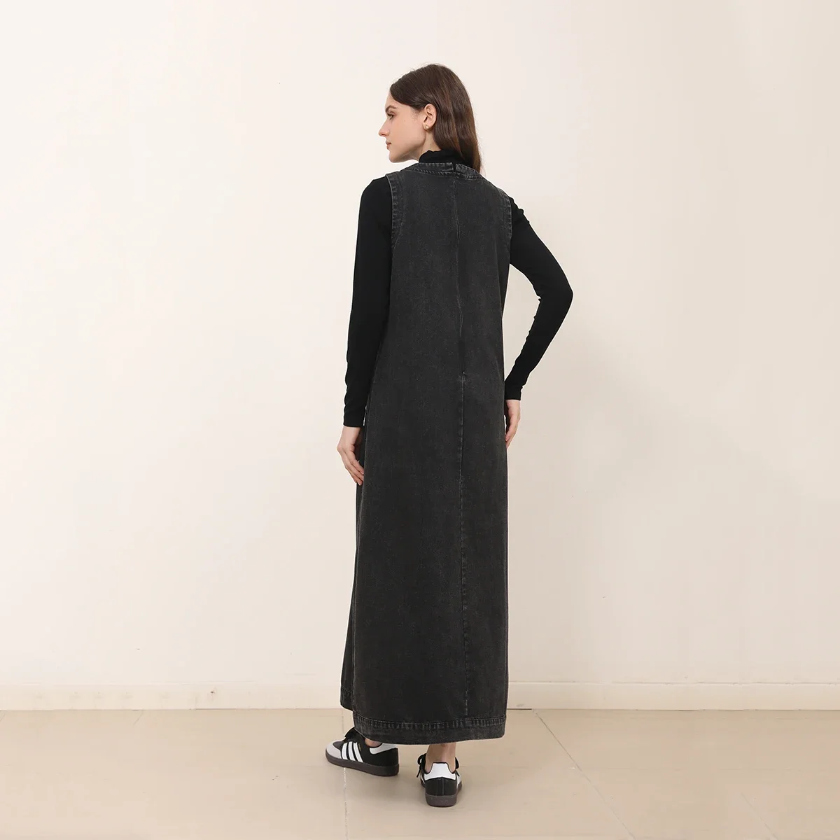 I-New-Robe en denim pour femme, cardigan ogo noir, style tendance, automne 2025