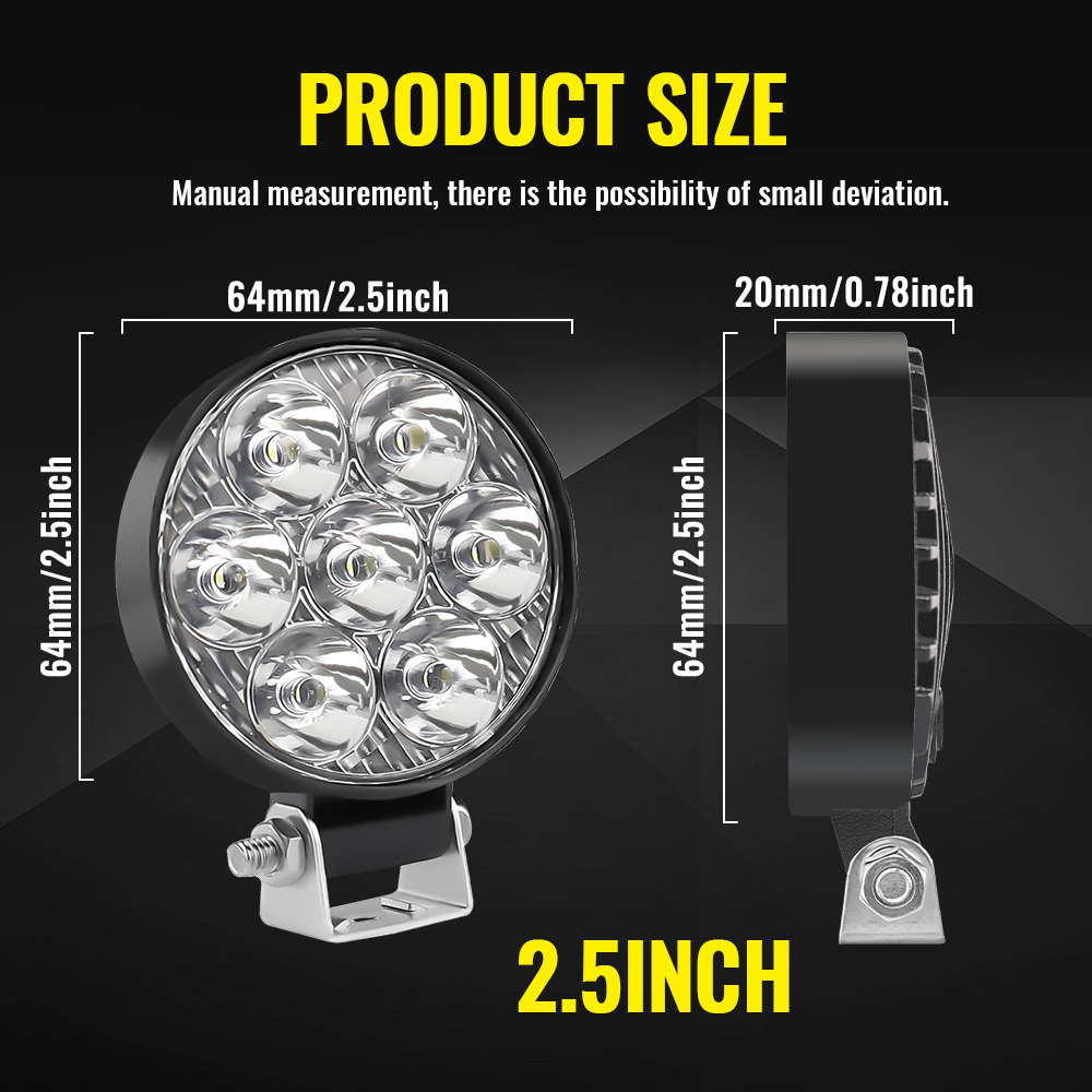 Clearance_CO LIGHT 2.5 ''LED Lâmpada de ponto de luz de trabalho Offroad Caminhão Trator Barco SUV UTE 12V 24V 8000LM 6000K Condução Lâmpada de nevoeiro Carro Ac