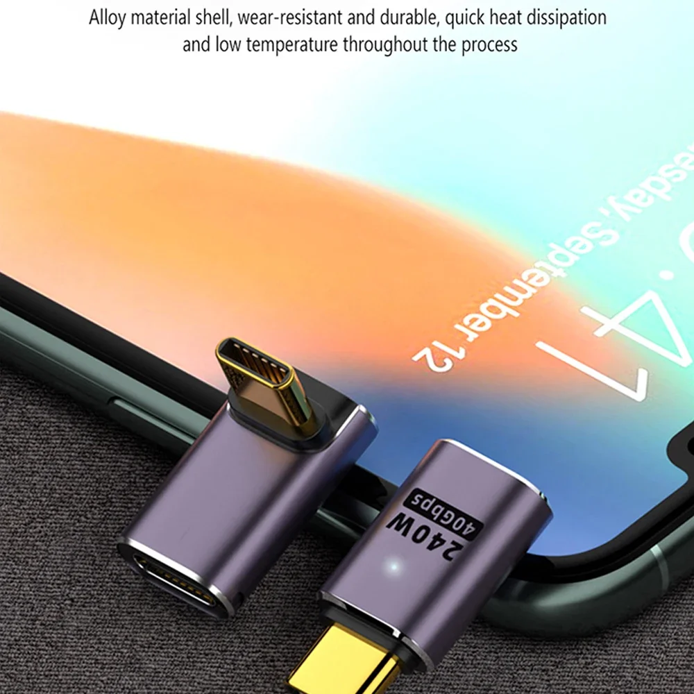 USB4 OTG Type C To C Thunderbolt3 Extension Cable Adapter L Style Male To Female To Female For Phone Laptop PC 40Gbps