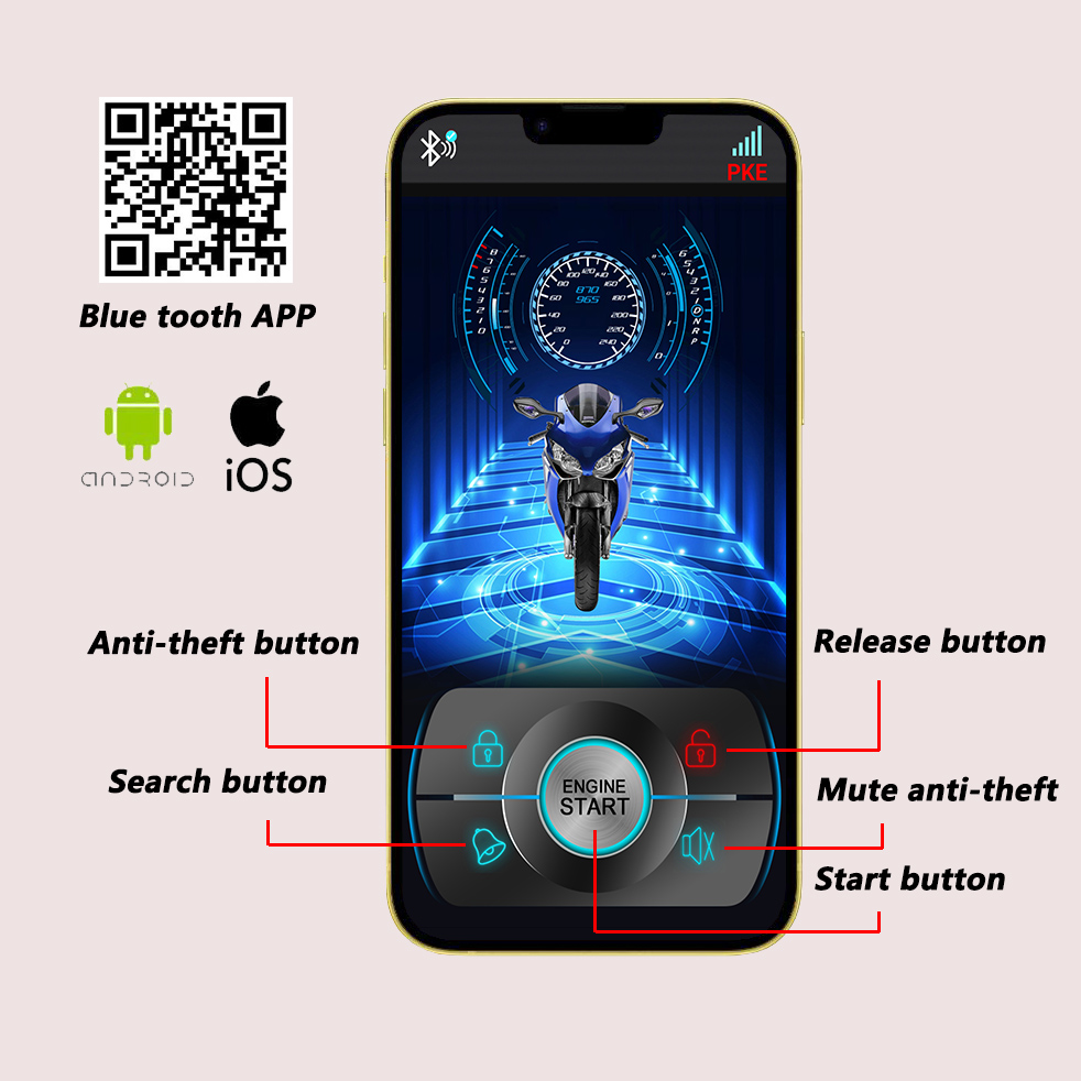 Alarma antirrobo para motocicleta, Control por aplicación de teléfono inteligente, bloqueo de arranque remoto, desbloqueo, advertencia de vibración, antirrobo