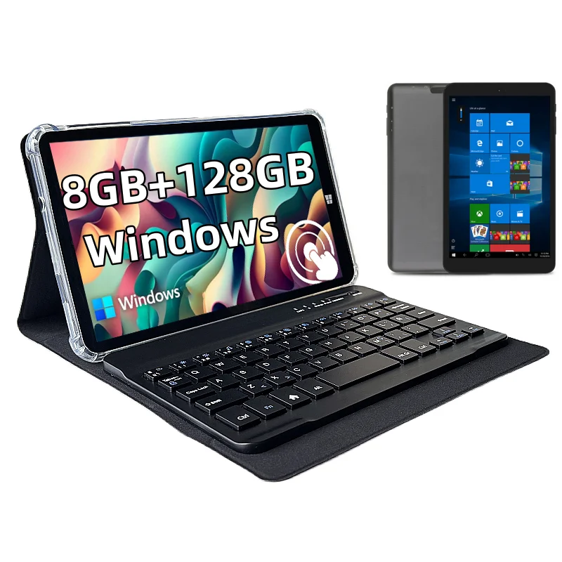 Grandes vendas 8 polegadas 64 bits x64 sistema windows 10 bolso tablet pc 8gb ram 128gb rom ar3 câmeras duplas quad core