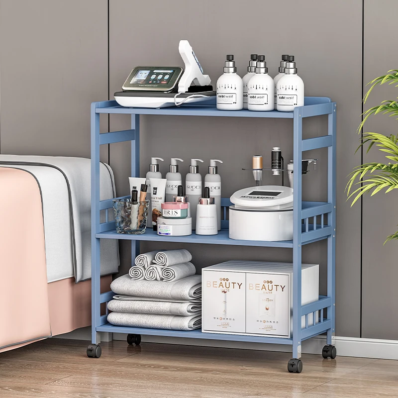 Semplice armadietto per bellezza in bambù Carrello per salone di grande capacità Porta strumenti cosmetici a più livelli Portaoggetti per strumenti per parrucchieri